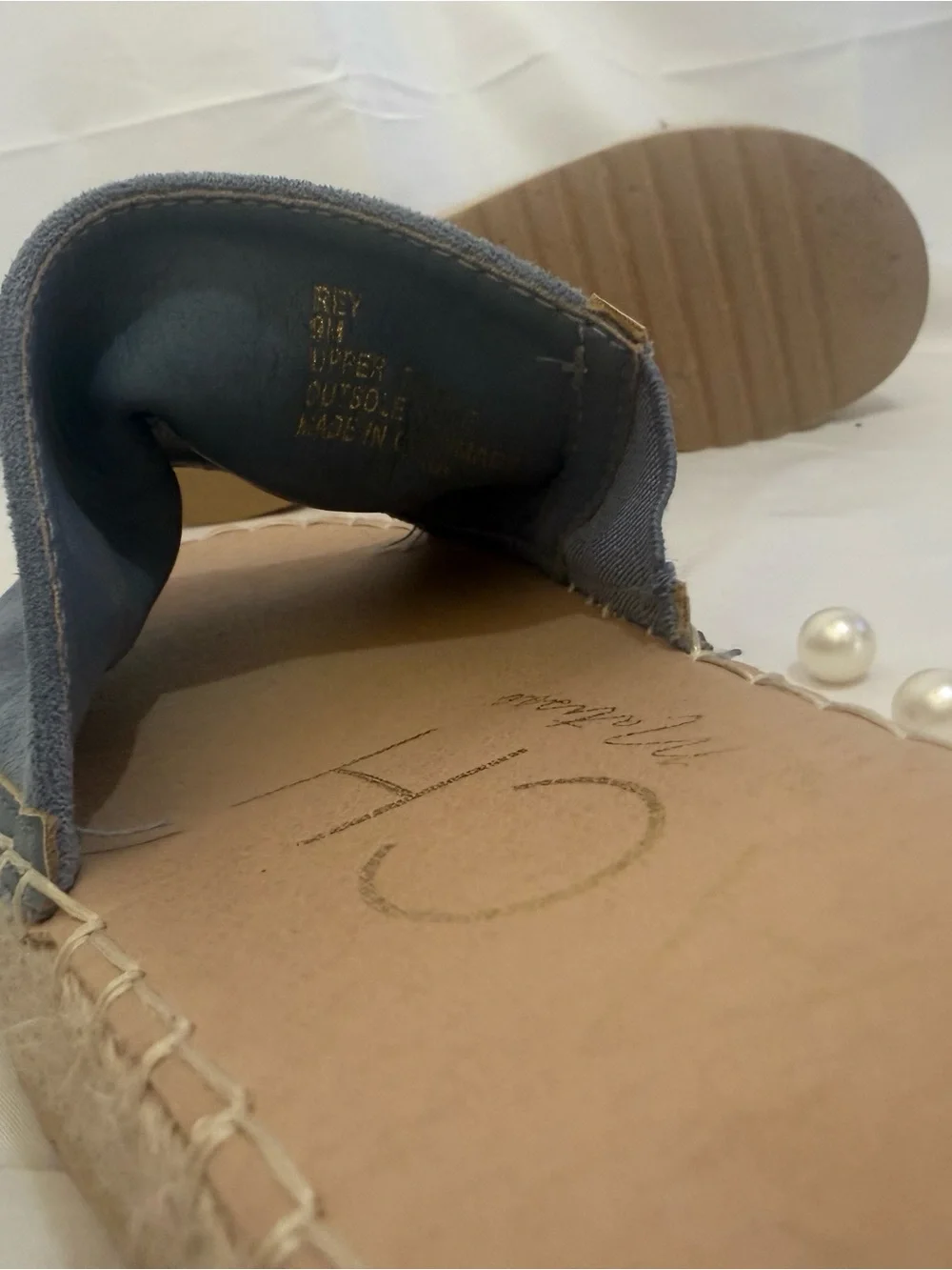 Women’s Light Blue Suede Espadrille Slide